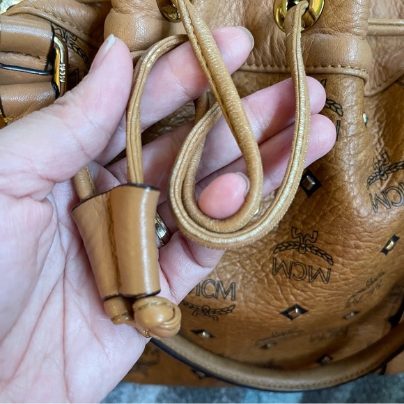 Leather MCM studded bucket bag with sling - Picture 10 of 17